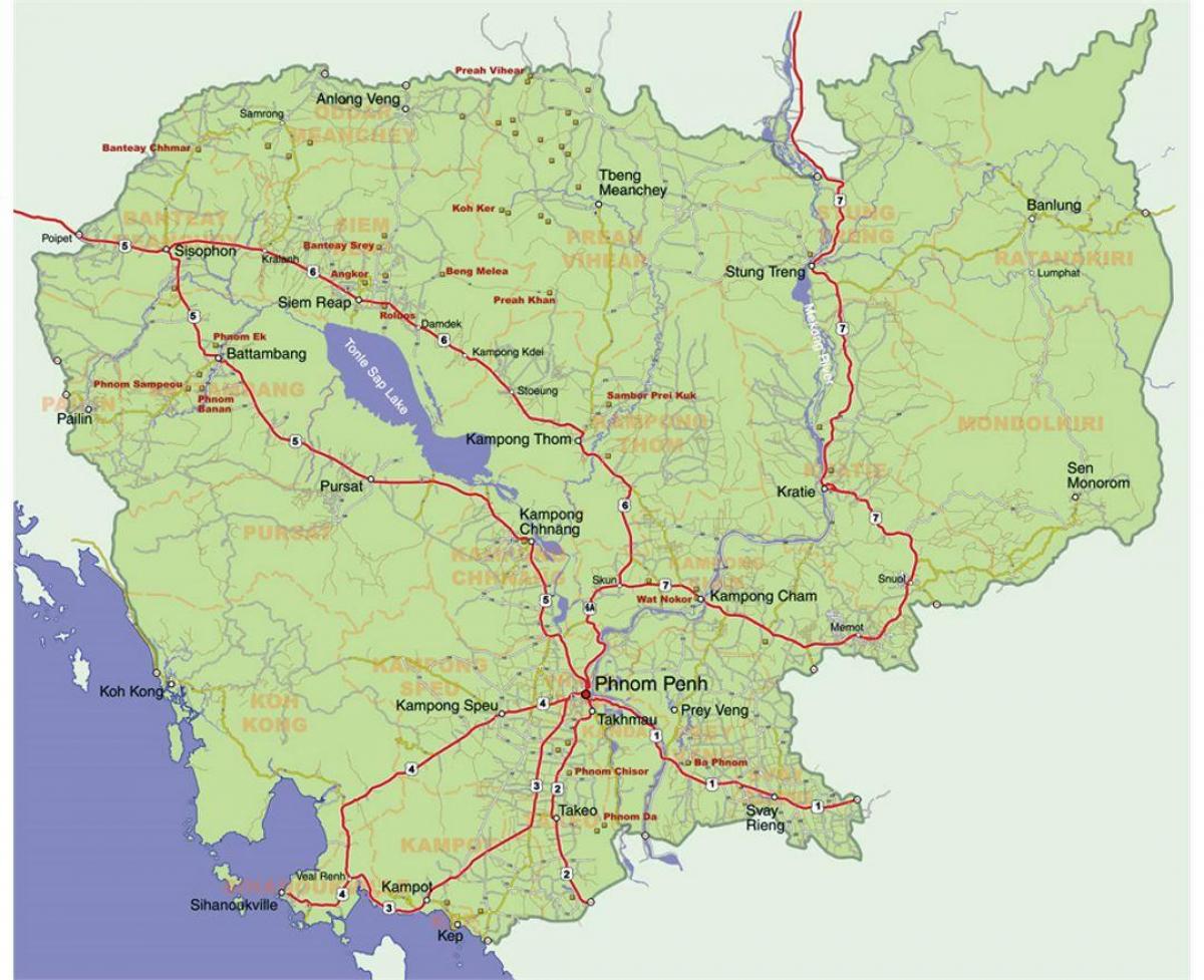 מפה מפורטת של קמבודיה