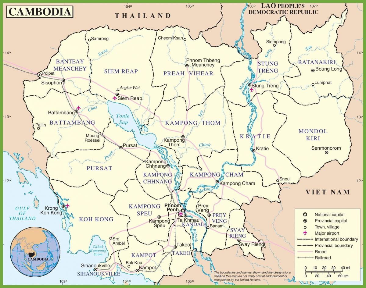 מפה של קמבודיה פוליטי.
