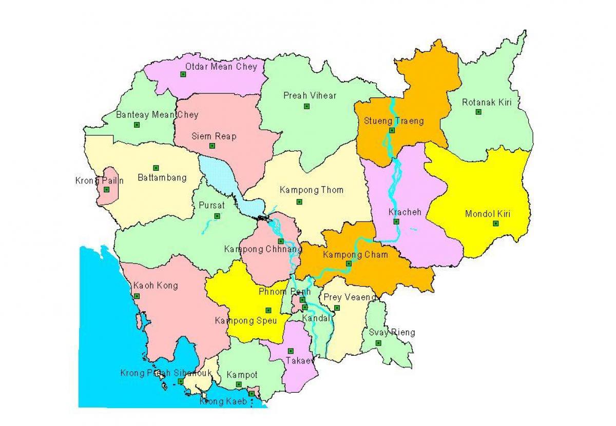 מפה של קמבודיה מחוזות