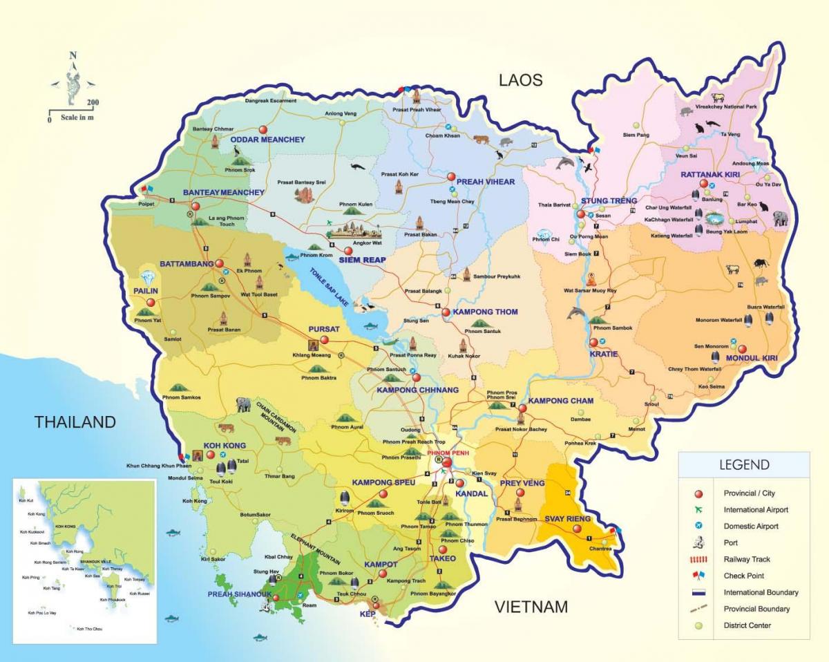 מפה של קמבודיה שדות התעופה.